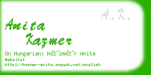 anita kazmer business card